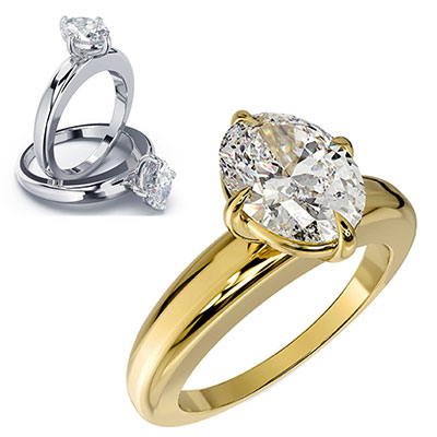 Bold Solitaire engagement ring setting for all shapes