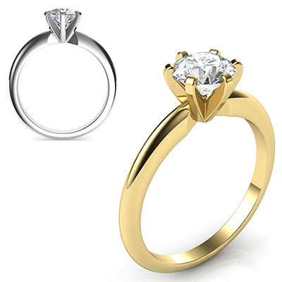 6 prongs Classic solitaire engagement ring settings