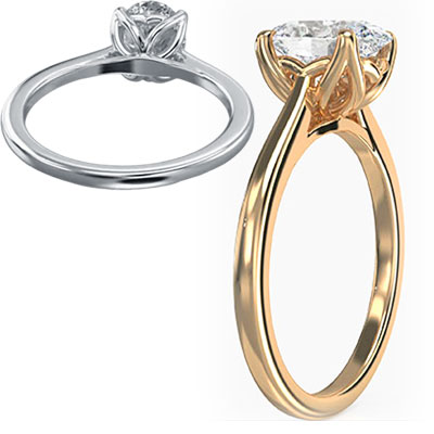 Engaste de anillo de compromiso con solitario Tulip ovalado