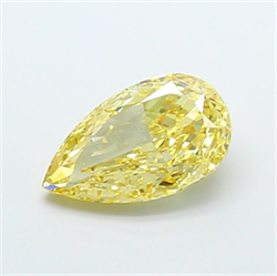 Picture of Lab Grown Diamond 4.03 Carats, Pear with  Cut, Fancy Intense Yellow Color, VS1 Clarity and Certified by IGI