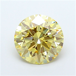 Picture of Lab Grown Diamond 5.01 Carats, Round with Ideal Cut, Fancy Yellow Color, VS1 Clarity and Certified by IGI