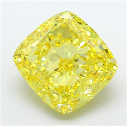 Picture of Lab Grown Diamond 13.03 Carats, CUSHION MODIFIED with  Cut, Fancy Vivid Yellow Color, VS2 Clarity and Certified by IGI