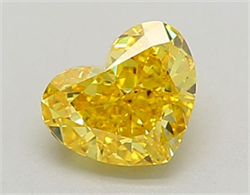 Picture of Lab Grown Diamond 1.21 Carats, Heart with  Cut, Fancy Vivid Yellow Color, VVS1 Clarity and Certified by IGI