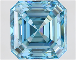 Picture of Lab Grown Diamond 4.10 Carats, Asscher with  Cut, Fancy Vivid Blue Color, VVS2 Clarity and Certified by IGI