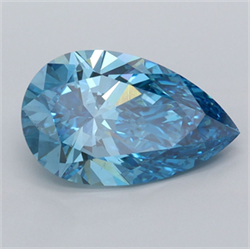 Picture of Lab Grown Diamond 3.01 Carats, Pear with  Cut, Fancy Vivid Blue Color, VS1 Clarity and Certified by IGI