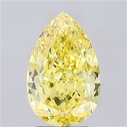 Picture of Lab Grown Diamond 4.02 Carats, Pear with  Cut, Fancy Vivid Yellow Color, VS1 Clarity and Certified by IGI