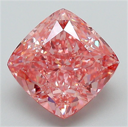 Picture of Lab Grown Diamond 4.05 Carats, CUSHION MODIFIED with  Cut, Fancy Vivid Pink Color, VVS2 Clarity and Certified by IGI