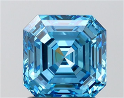 Picture of Lab Grown Diamond 2.05 Carats, Emerald with  Cut, Fancy Vivid Blue Color, VS1 Clarity and Certified by IGI