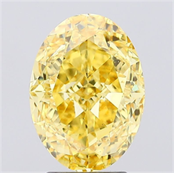 Picture of Lab Grown Diamond 4.01 Carats, Oval with  Cut, Fancy Vivid Yellow Color, VS2 Clarity and Certified by IGI