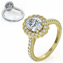 Picture of Vintage style Halo Oval diamonds engagement ring