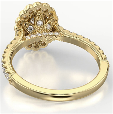 Vintage style Halo Oval diamonds engagement ring