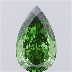 Picture of Lab Grown Diamond 5.03 Carats, Pear with  Cut, Fancy Vivid Green Color, VS2 Clarity and Certified by IGI