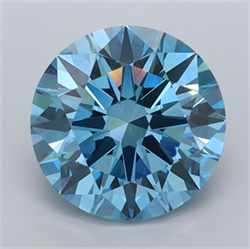 Picture of Lab Grown Diamond 2.00 Carats, Round with Ideal Cut, Fancy Vivid Blue Color, VVS2 Clarity and Certified by IGI