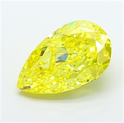 Picture of Lab Grown Diamond 3.51 Carats, Pear with  Cut, Fancy Vivid Yellow Color, VVS2 Clarity and Certified by IGI