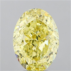 Picture of Lab Grown Diamond 5.17 Carats, Oval with  Cut, Fancy Yellow Color, VS2 Clarity and Certified by IGI