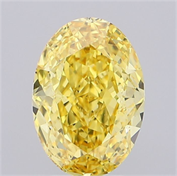 Picture of Lab Grown Diamond 3.04 Carats, Oval with  Cut, Fancy Vivid Yellow Color, VS2 Clarity and Certified by IGI
