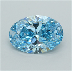 Picture of Lab Grown Diamond 2.01 Carats, Oval with  Cut, Fancy Vivid Blue Color, VVS1 Clarity and Certified by IGI