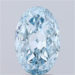 Picture of Lab Grown Diamond 3.01 Carats, Oval with  Cut, Fancy Vivid Blue Color, VS1 Clarity and Certified by IGI