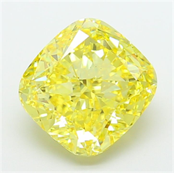 Picture of Lab Grown Diamond 6.08 Carats, CUSHION MODIFIED with  Cut, Fancy Vivid Yellow Color, VS1 Clarity and Certified by IGI