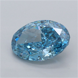 Picture of Lab Grown Diamond 1.52 Carats, Oval with  Cut, Fancy Vivid Blue Color, VS1 Clarity and Certified by IGI