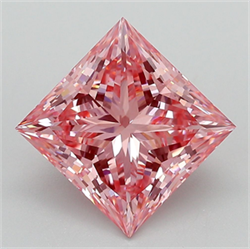 Picture of Lab Grown Diamond 4.24 Carats, Princess with  Cut, Fancy Vivid Pink Color, VVS2 Clarity and Certified by IGI