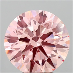 Picture of Lab Grown Diamond 4.11 Carats, Round with Ideal Cut, Fancy Vivid Pink Color, VVS2 Clarity and Certified by IGI