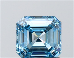 Picture of Lab Grown Diamond 1.45 Carats, Asscher with  Cut, Fancy Vivid Blue Color, VVS2 Clarity and Certified by IGI