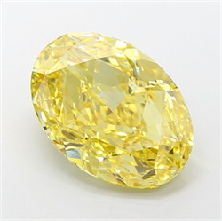 Picture of Lab Grown Diamond 9.08 Carats, Oval with  Cut, Fancy Vivid Yellow Color, VS1 Clarity and Certified by IGI