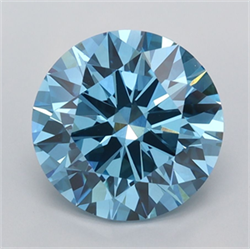 Picture of Lab Grown Diamond 3.00 Carats, Round with Ideal Cut, Fancy Vivid Blue Color, VVS2 Clarity and Certified by IGI