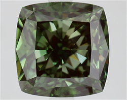 Picture of Lab Grown Diamond 3.64 Carats, CUSHION MODIFIED with  Cut, Fancy Vivid Green Color, VVS2 Clarity and Certified by IGI