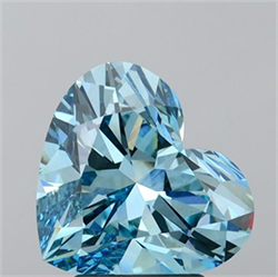 Picture of Lab Grown Diamond 3.11 Carats, Heart with  Cut, Fancy Vivid Blue Color, VS1 Clarity and Certified by IGI