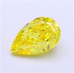 Picture of Lab Grown Diamond 1.25 Carats, Pear with  Cut, Fancy Vivid Yellow Color, VVS2 Clarity and Certified by IGI