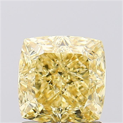 Picture of Lab Grown Diamond 1.34 Carats, CUSHION MODIFIED with  Cut, Fancy Vivid Yellow Color, VS2 Clarity and Certified by IGI