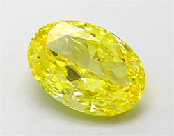 Picture of Lab Grown Diamond 2.02 Carats, Oval with  Cut, Fancy Vivid Yellow Color, VVS2 Clarity and Certified by IGI