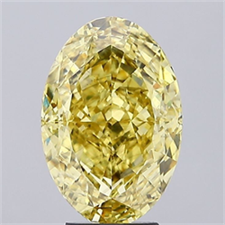 Picture of Lab Grown Diamond 5.41 Carats, Oval with  Cut, Fancy Vivid Yellow Color, VS2 Clarity and Certified by IGI