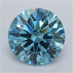 Picture of Lab Grown Diamond 1.99 Carats, Round with Excellent Cut, Fancy Vivid Blue Color, VVS2 Clarity and Certified by IGI