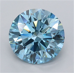 Picture of Lab Grown Diamond 3.02 Carats, Round with Ideal Cut, Fancy Vivid Blue Color, VS1 Clarity and Certified by IGI