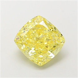 Picture of Lab Grown Diamond 1.69 Carats, CUSHION MODIFIED with  Cut, Fancy Vivid Yellow Color, VVS2 Clarity and Certified by IGI