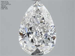 Foto Diamante Natural 1.00 quilates, De pera , Color D, claridad SI1 y certificado GIA de