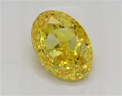 Picture of Lab Grown Diamond 1.30 Carats, Oval with  Cut, Fancy Vivid Yellow Color, VVS1 Clarity and Certified by IGI