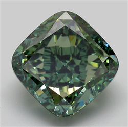Picture of Lab Grown Diamond 9.20 Carats, CUSHION MODIFIED with  Cut, Fancy Vivid Green Color, VS1 Clarity and Certified by IGI