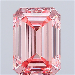 Picture of Lab Grown Diamond 3.93 Carats, Emerald with  Cut, Fancy Vivid Pink Color, VS1 Clarity and Certified by IGI