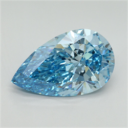 Picture of Lab Grown Diamond 6.60 Carats, Pear with  Cut, Fancy Vivid Blue Color, VS1 Clarity and Certified by IGI