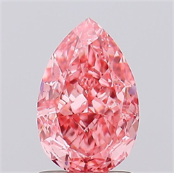 Picture of Lab Grown Diamond 1.55 Carats, Pear with  Cut, Fancy Vivid Pink Color, VS1 Clarity and Certified by IGI