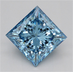 Picture of Lab Grown Diamond 1.91 Carats, Princess with  Cut, Fancy Vivid Blue Color, VVS2 Clarity and Certified by IGI