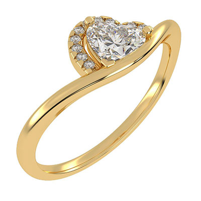 Ready, Heart Diamond 0.74 GIA H SI1, Heart halo engagement ring