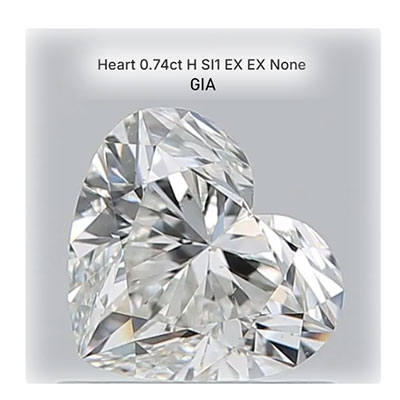 Ready, Heart Diamond 0.74 GIA H SI1, Heart halo engagement ring