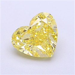 Picture of Lab Grown Diamond 1.50 Carats, Heart with  Cut, Fancy Vivid Yellow Color, VVS2 Clarity and Certified by IGI