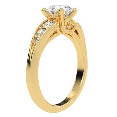 Song of the Sea engagement ring with side diamonds for all shapes - 14K White Gold