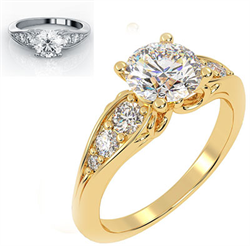 Picture of Song of the Sea engagement ring with side diamonds for all shapes